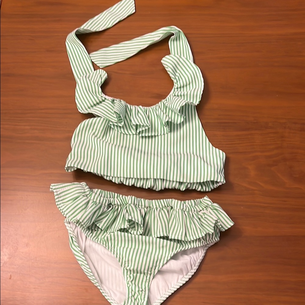 Kelly's Kids Green Striped Bikini